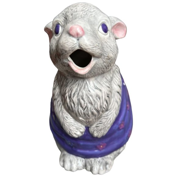 Vtg Gray Easter Bunny TEAPOT Ceramic Rabbit Seymour Mann Thailand Pitcher Sweet - Picture 6 of 14